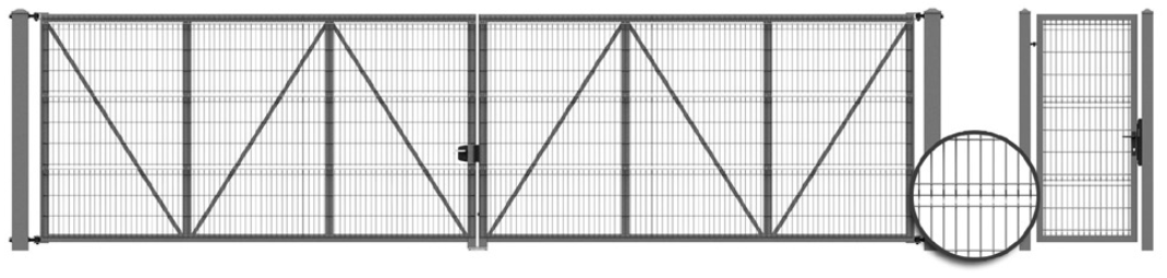 Système complet de clôture et portail Bastion grillagé