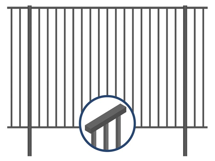 Panneau de barreaudage à tubes carrés non traversants